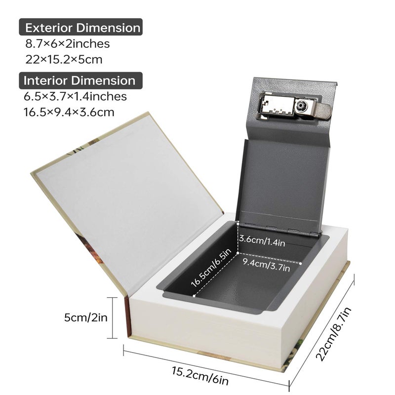 PACOLO Real Paper Transfer Book Safe, Hollow with Secret Hidden Compartment, Combination Lock, 8.7"Ã—6"Ã—2" (Alice-Combination) - Image 2
